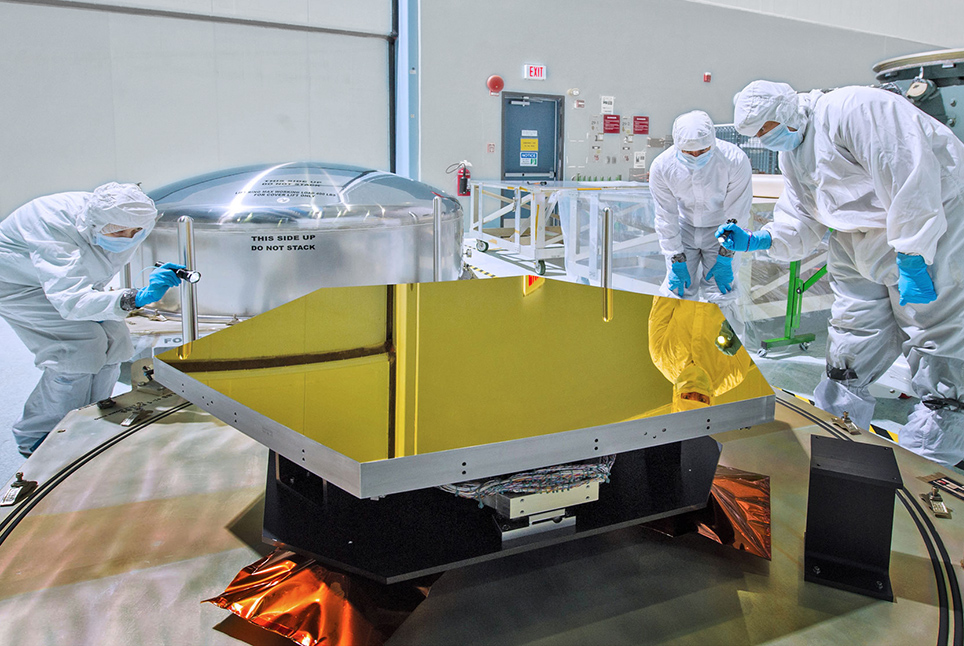 non-contact measurement, mirror segment of JWST James Webb Space Observatory, courtesy NASA and Chris Gunn